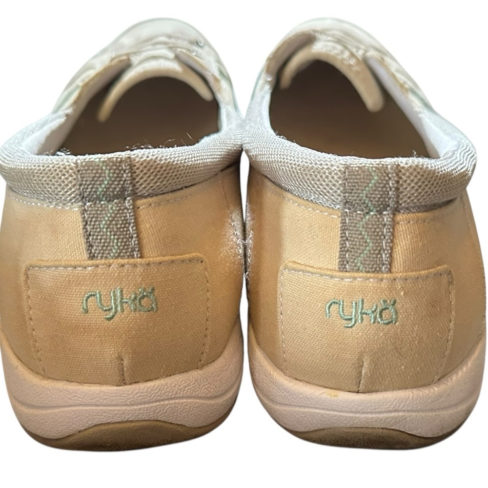 RYKÄ cream/light tan slip on sneaker style flats gray & green accents sz 10 Wide - Picture 4 of 6